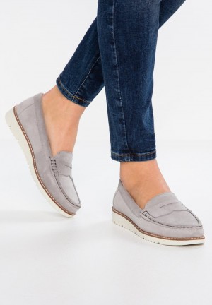 Anna Field Top 10 Mukavuus Leather Slip-Ons Naisten Matalat Kengät Harmaat | FI-2549376-BT