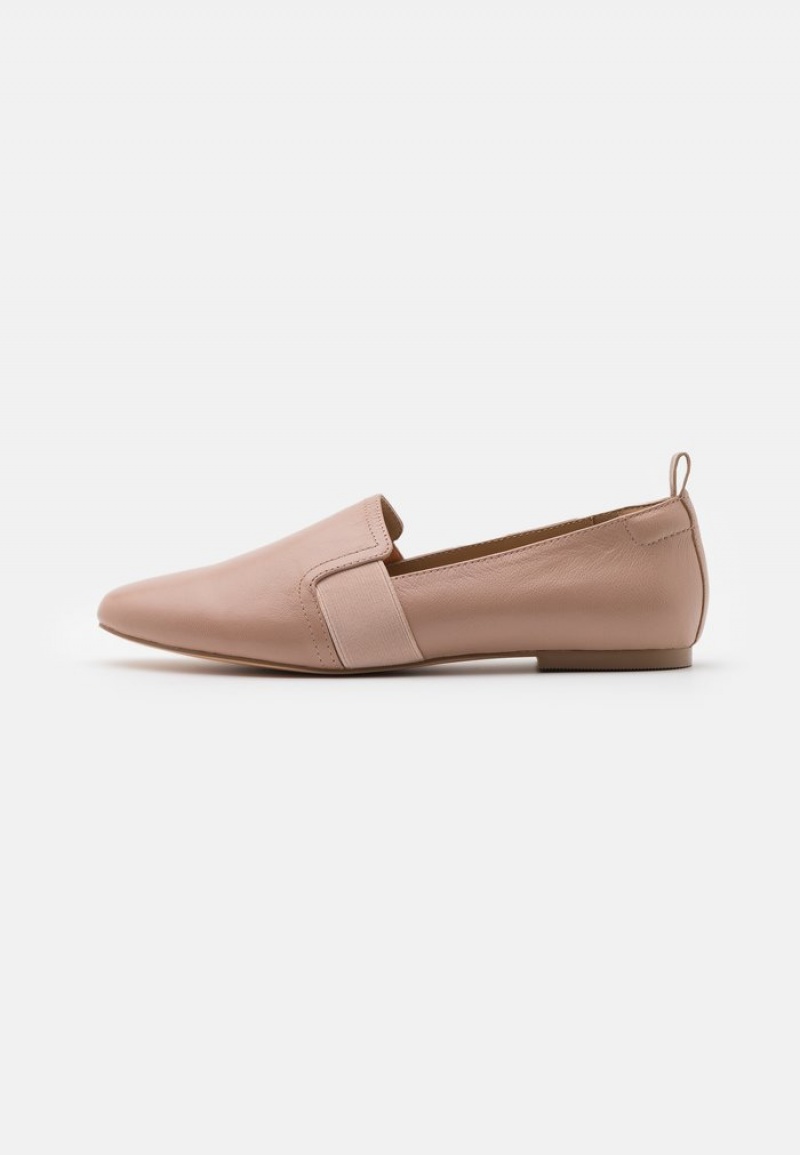 Anna Field Best Sale Mukavuus Leather Slip-Ons Naisten Matalat Kengät Beige | FI-8245673-RH