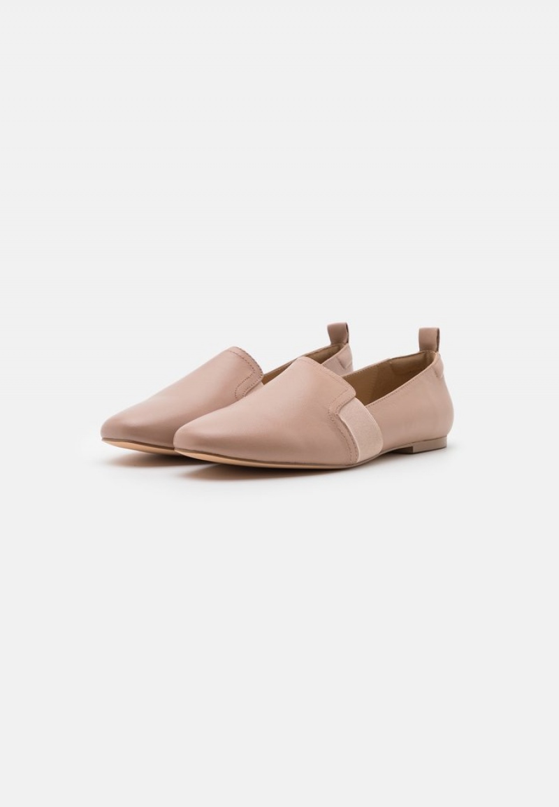 Anna Field Best Sale Mukavuus Leather Slip-Ons Naisten Matalat Kengät Beige | FI-8245673-RH