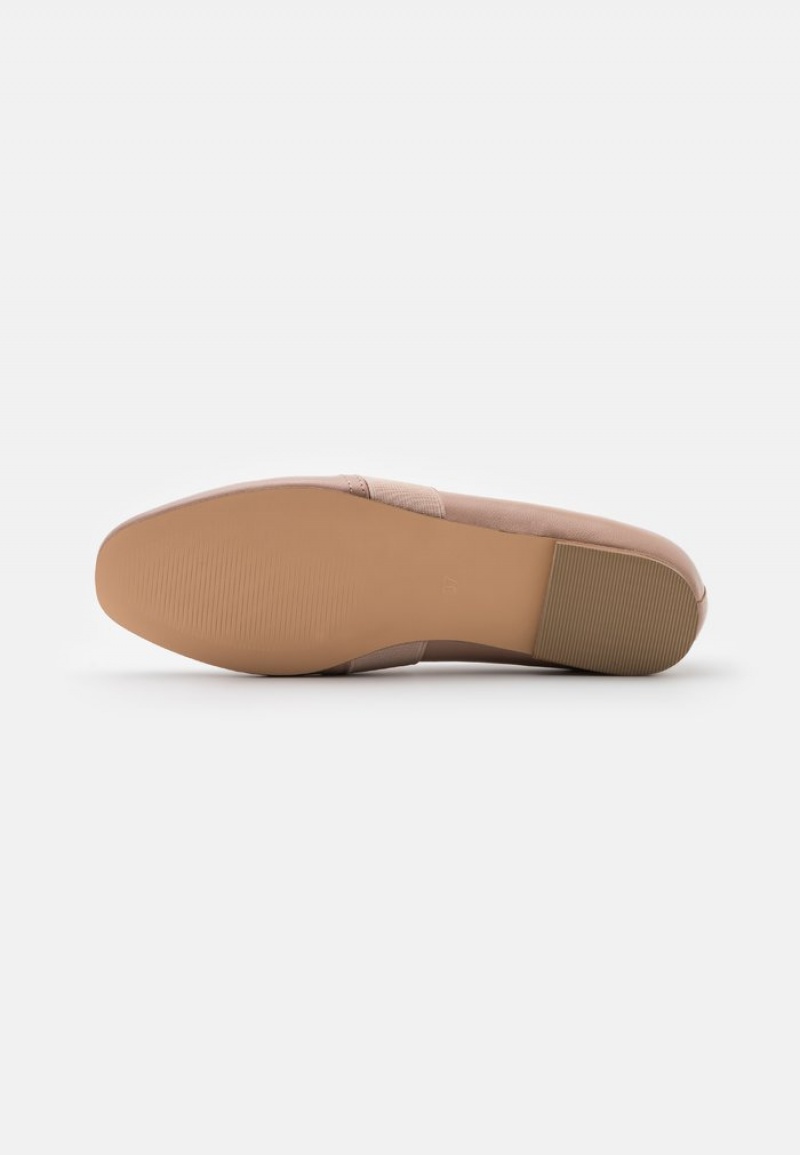 Anna Field Best Sale Mukavuus Leather Slip-Ons Naisten Matalat Kengät Beige | FI-8245673-RH