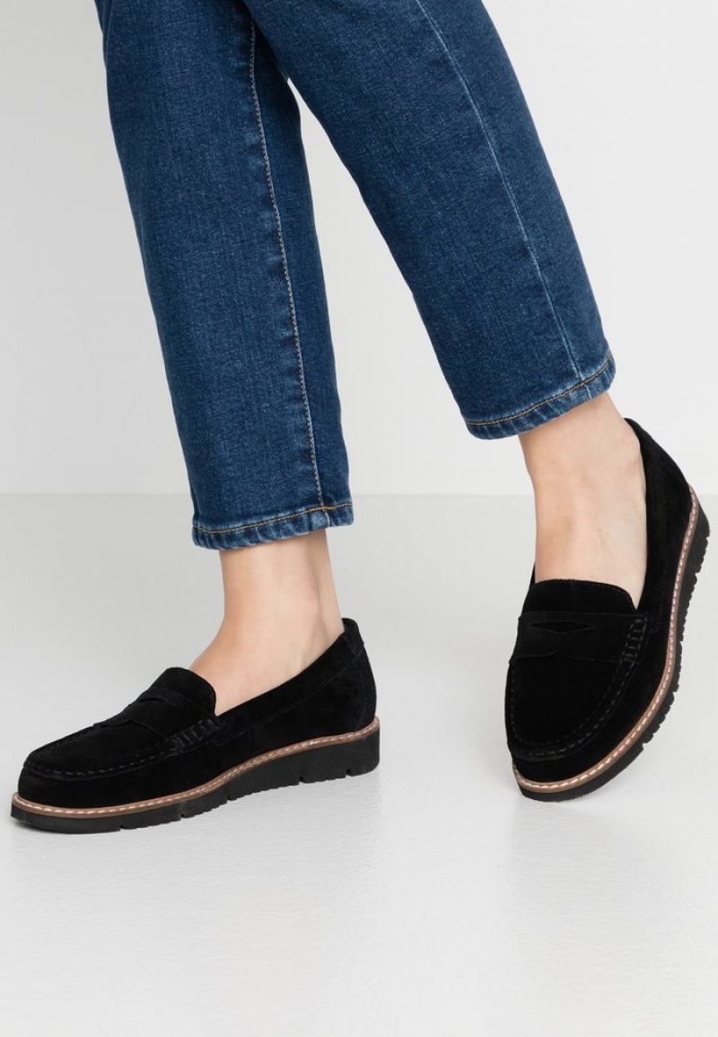 Anna Field Brand New Mukavuus Leather Slip-Ons Naisten Matalat Kengät Mustat | FI-4632980-OD