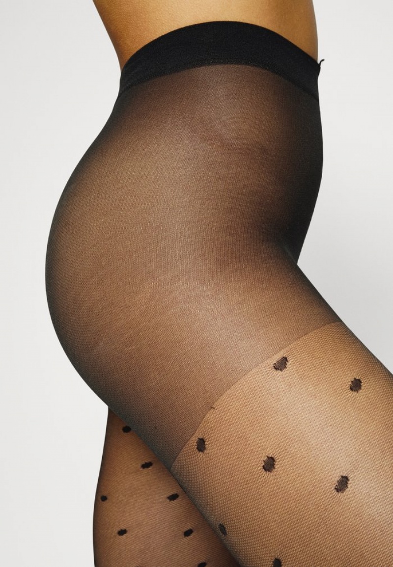 Anna Field Budget 20 Den Polka Dots Naisten Tights Mustat | FI-1625408-KL