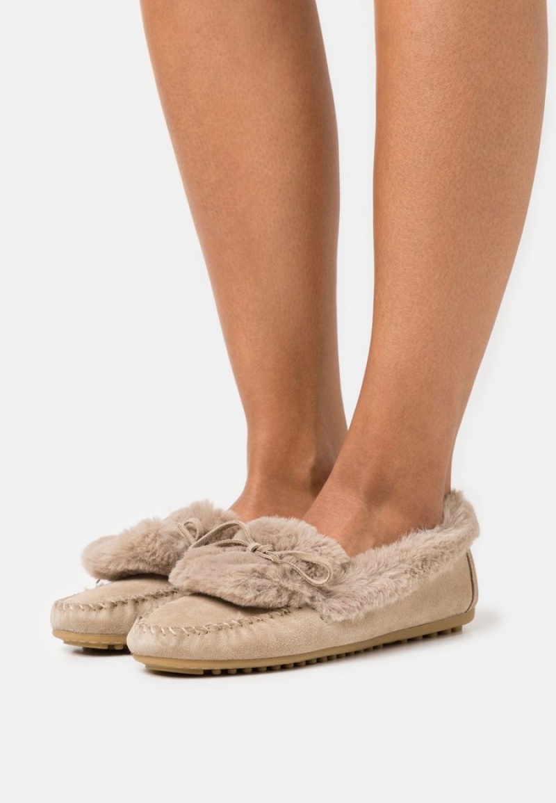 Anna Field Budget Mukavuus Leather Slippers Naisten Matalat Kengät Beige | FI-6851907-EY