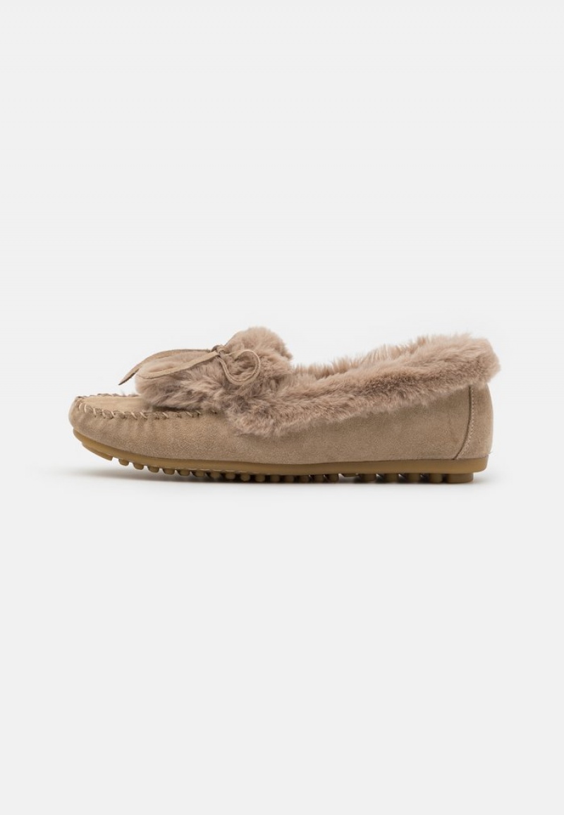 Anna Field Budget Mukavuus Leather Slippers Naisten Matalat Kengät Beige | FI-6851907-EY