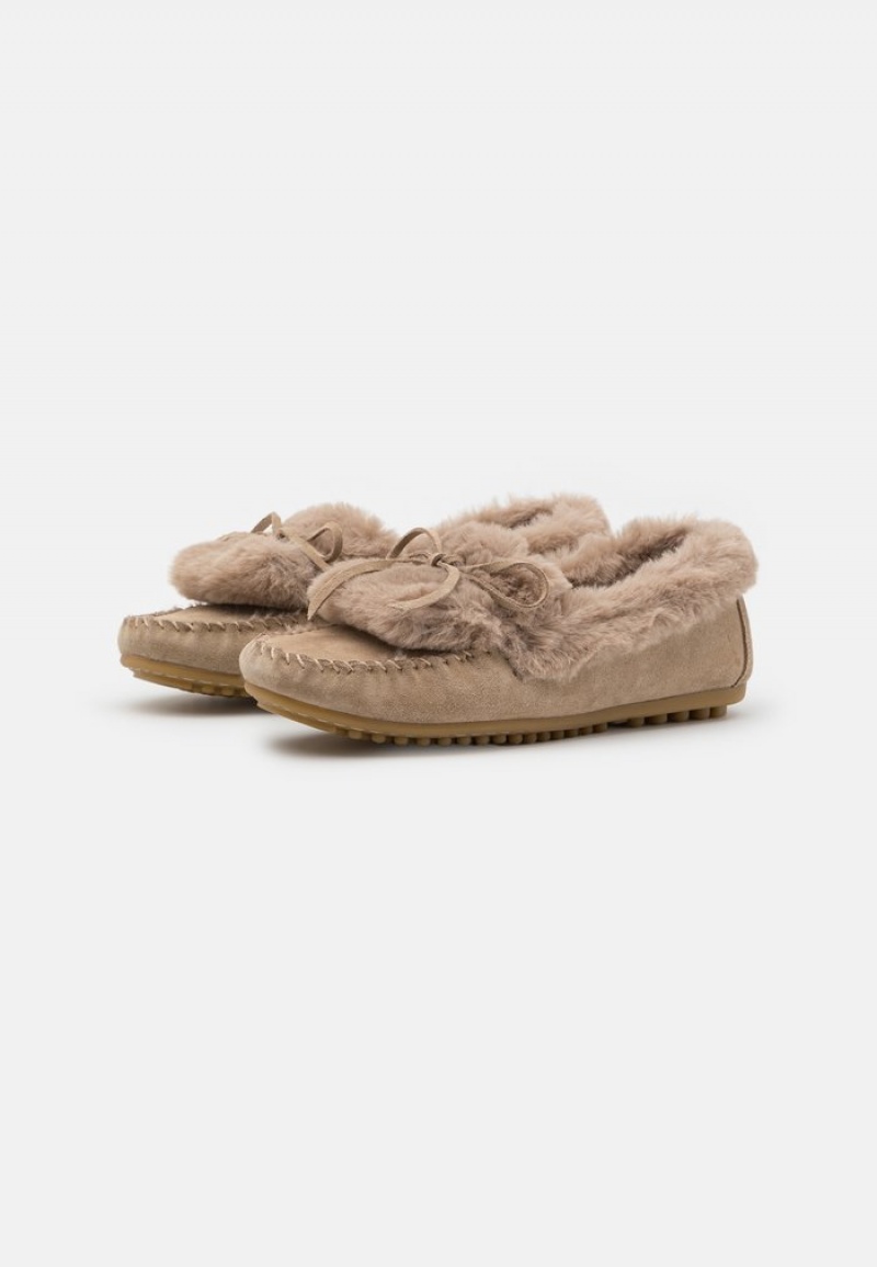 Anna Field Budget Mukavuus Leather Slippers Naisten Matalat Kengät Beige | FI-6851907-EY