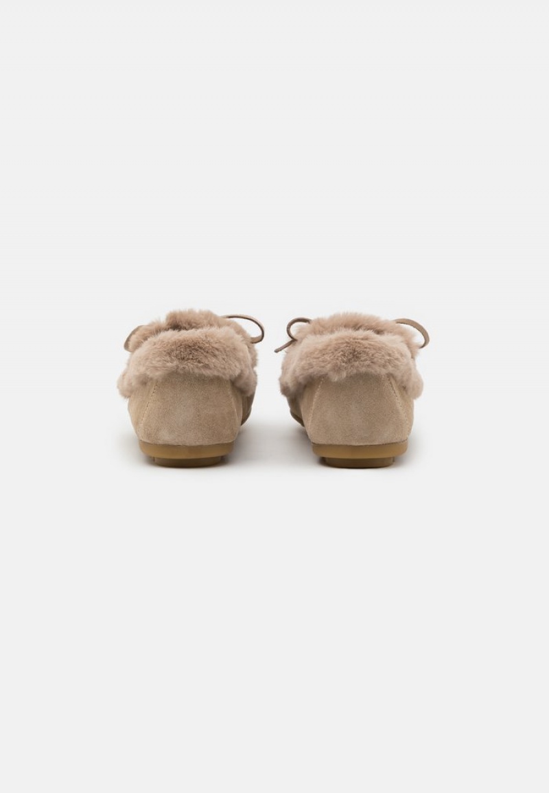 Anna Field Budget Mukavuus Leather Slippers Naisten Matalat Kengät Beige | FI-6851907-EY