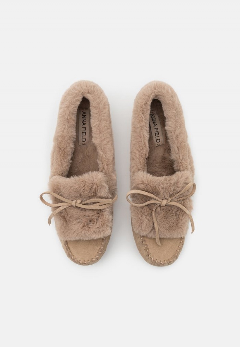 Anna Field Budget Mukavuus Leather Slippers Naisten Matalat Kengät Beige | FI-6851907-EY