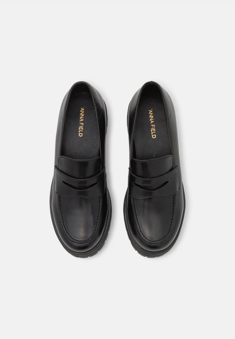 Anna Field Buy Leather Slip-Ons Naisten Matalat Kengät Mustat | FI-5386974-QC