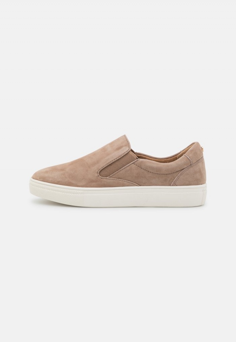 Anna Field Cheap Mukavuus Leather Slip-Ons Naisten Matalat Kengät Harmaat Ruskea | FI-8536102-HY