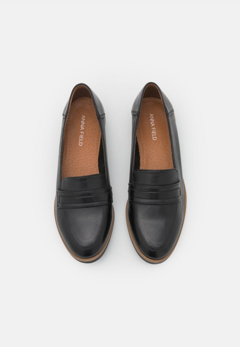 Anna Field Discount Leather Slip-Ons Naisten Matalat Kengät Mustat | FI-7981265-MW