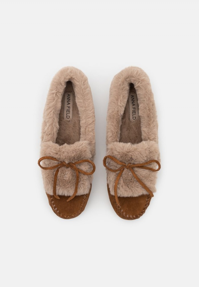 Anna Field Flash Sale Mukavuus Leather Slippers Naisten Matalat Kengät Ruskea | FI-5098473-GD