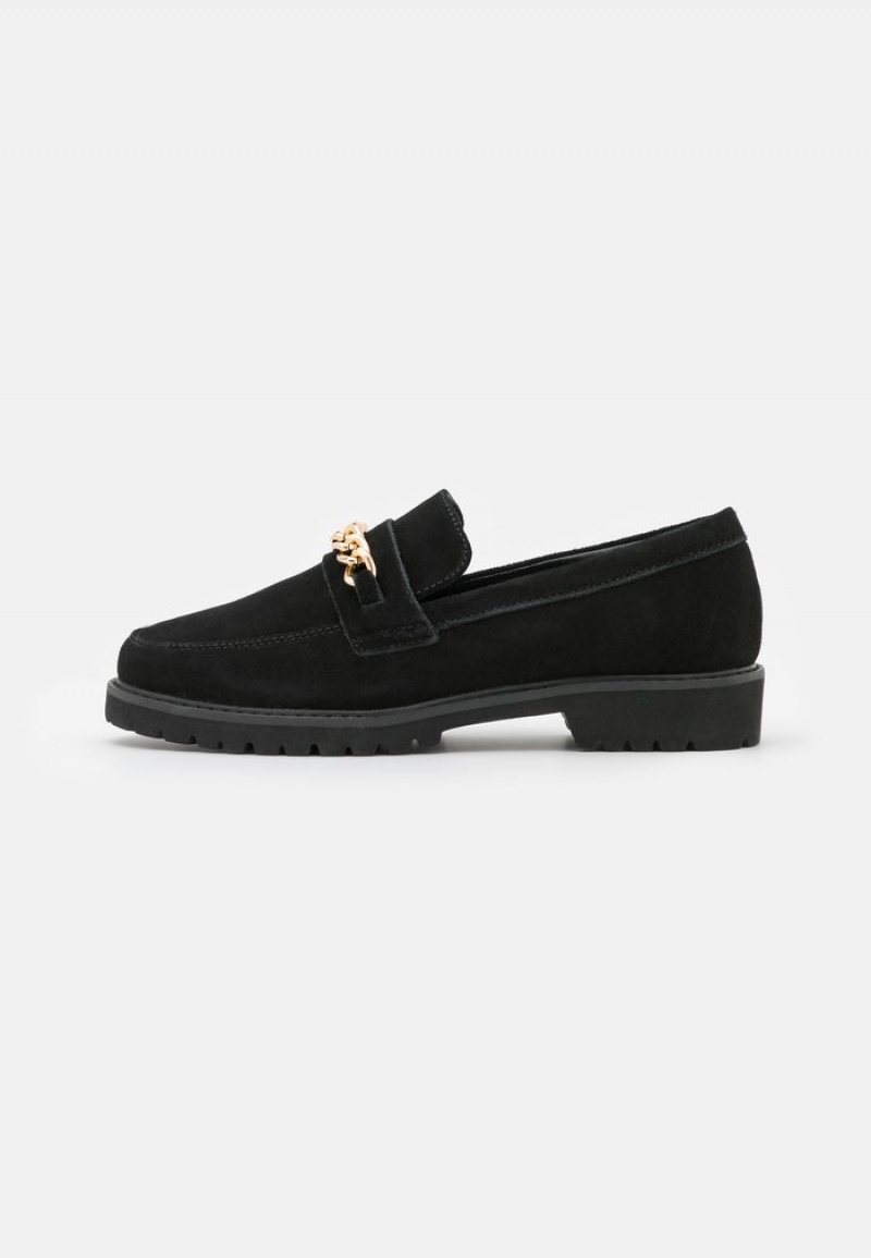 Anna Field Hot Sale Mukavuus Leather Slip-Ons Naisten Matalat Kengät Mustat | FI-2593684-KX