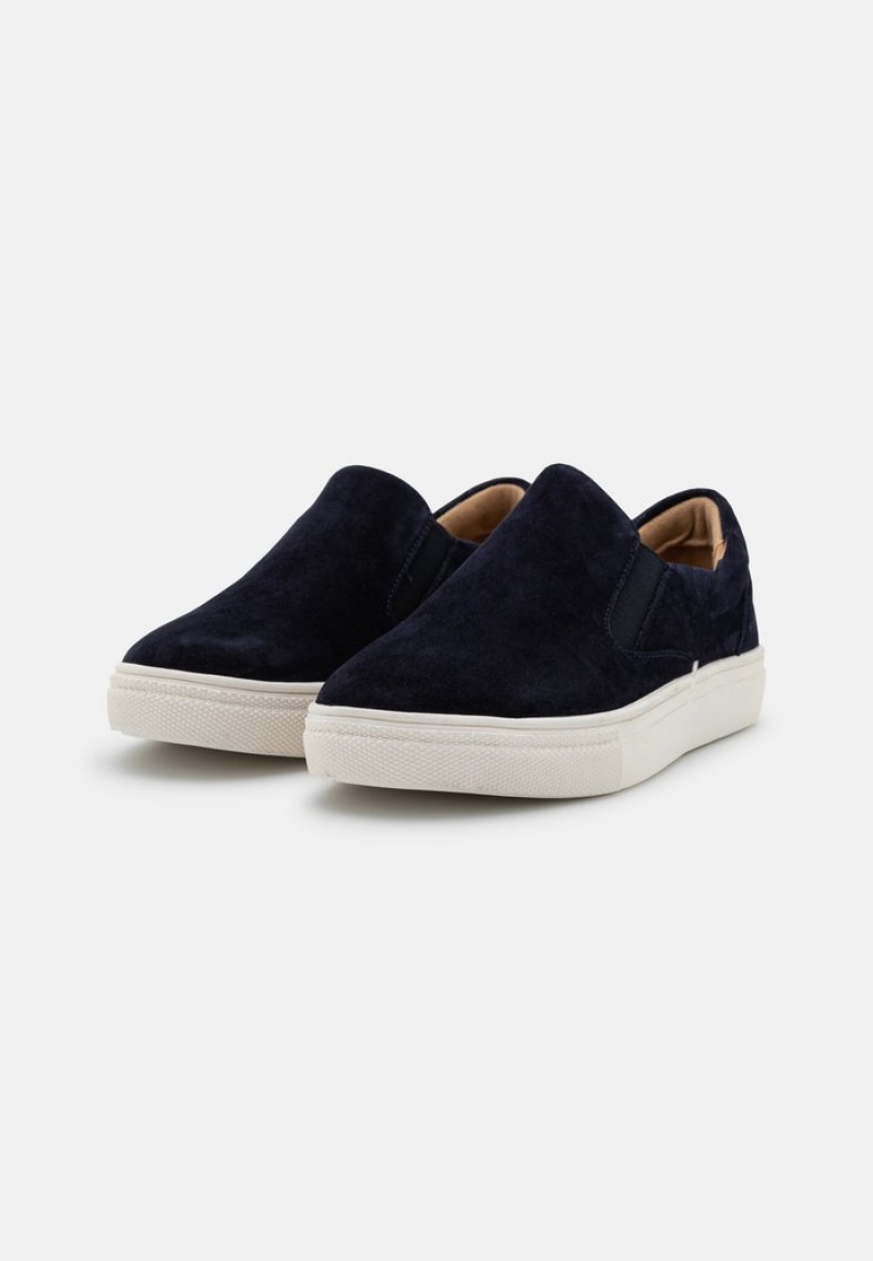 Anna Field New Mukavuus Leather Slip-Ons Naisten Matalat Kengät Tummansininen | FI-6458301-JW