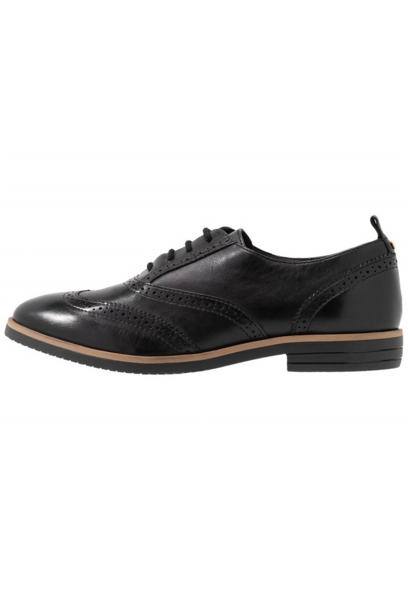 Anna Field Top 10 Leather Litteät Shoes Pitsi-Ups Naisten Matalat Kengät Mustat | FI-4139265-BQ