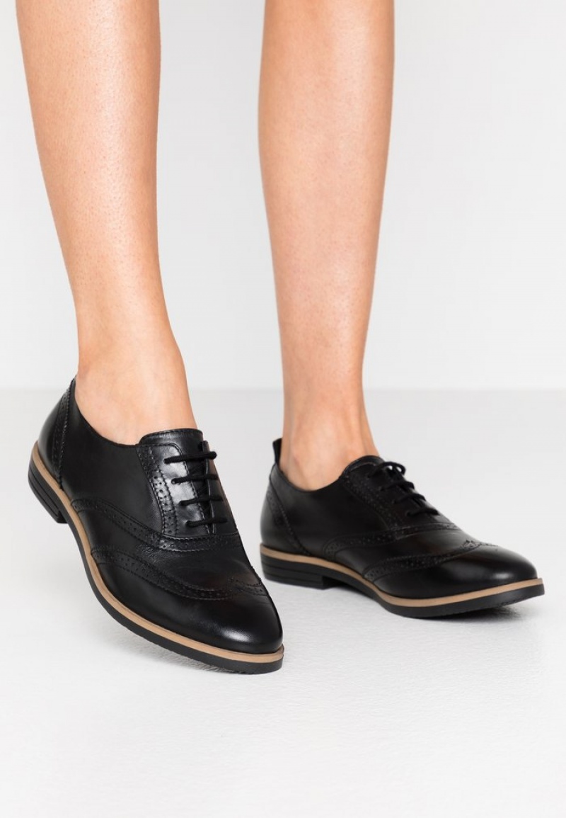 Anna Field Top 10 Leather Litteät Shoes Pitsi-Ups Naisten Matalat Kengät Mustat | FI-4139265-BQ