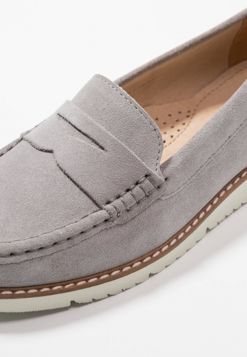 Anna Field Top 10 Mukavuus Leather Slip-Ons Naisten Matalat Kengät Harmaat | FI-2549376-BT