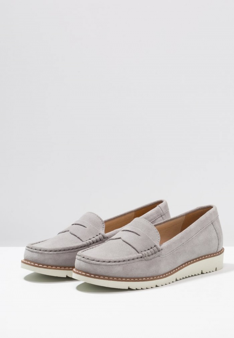 Anna Field Top 10 Mukavuus Leather Slip-Ons Naisten Matalat Kengät Harmaat | FI-2549376-BT