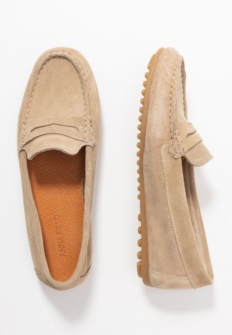 Anna Field Wholesale Leather Moccasins Naisten Matalat Kengät Beige | FI-8219354-KO